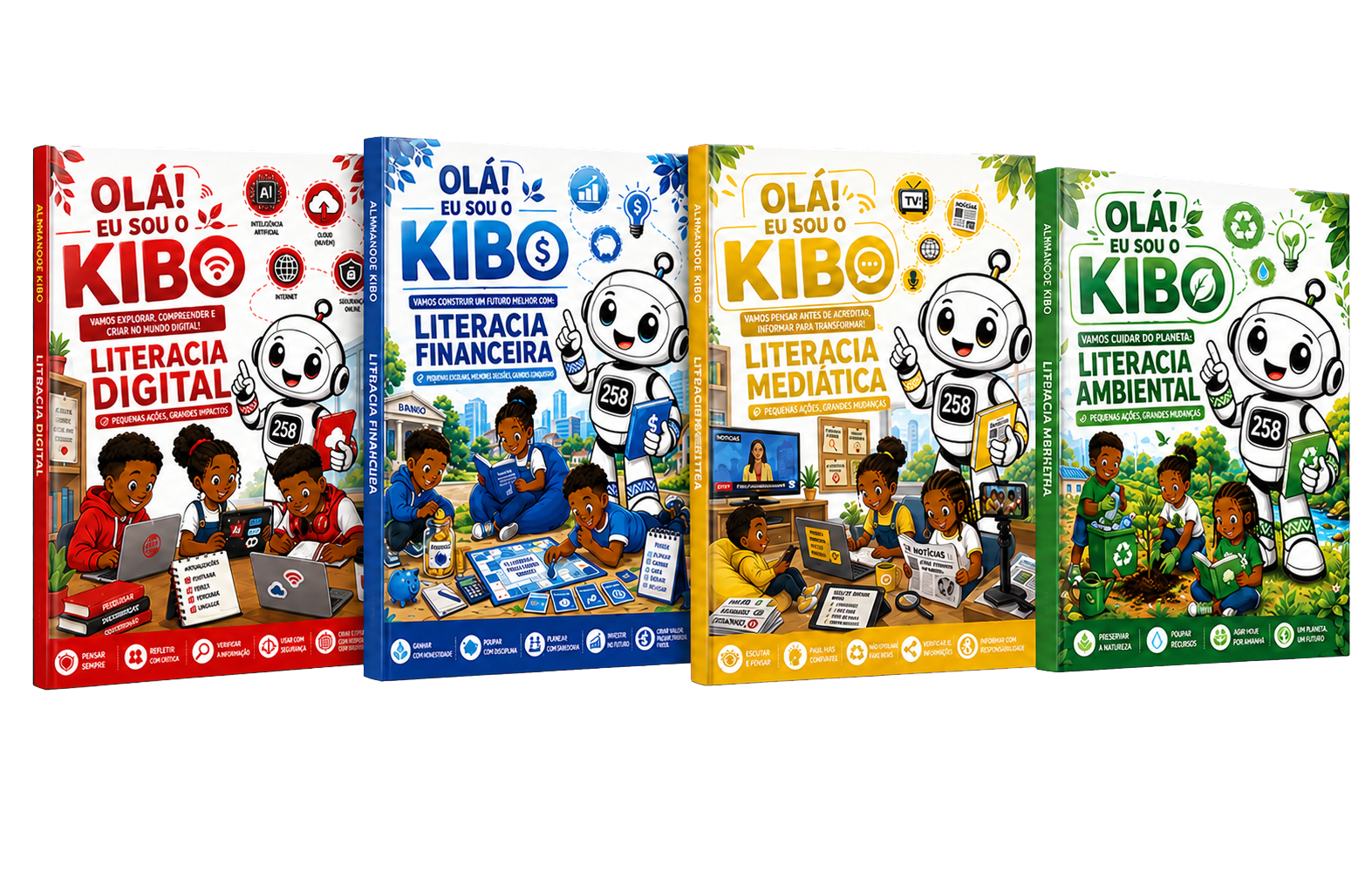 Colec&ccedil;&atilde;o de almanaques KIBO sobre literacia digital, financeira, medi&aacute;tica e ambiental